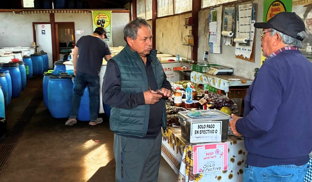 Equipo del Programa Transforma Eficiencia Hídrica Sostenible Atacama y del Grupo de Estudios del Agua realiza una evaluación de un sistema de riego agrícola en un predio de Alto del Carmen, Región de Atacama.